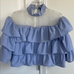 Chic Lavender Ruffle Off-Shoulder Blouse